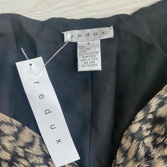 NWT Redux Y2K 100% Silk Flutter Sleeve Asymmetric Midi Dress Size 6 Forest Fairy - Picture 3 of 9